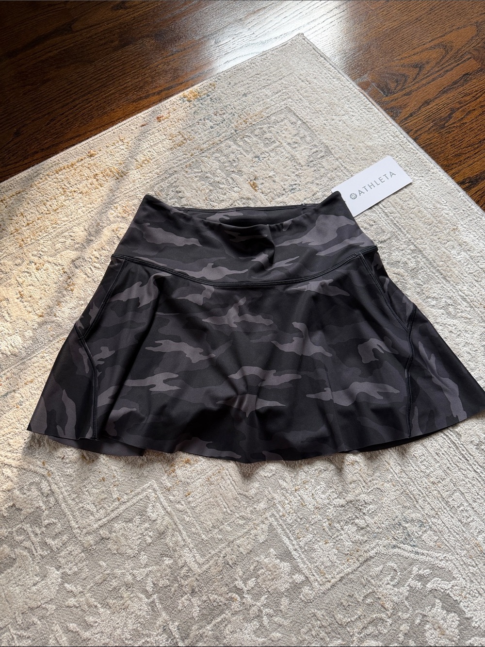 Athleta Black & Charcoal Camo Skirted Skort